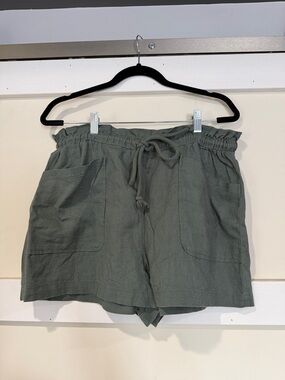 Universal Thread Olive Green High-Waist Paperbag Shorts